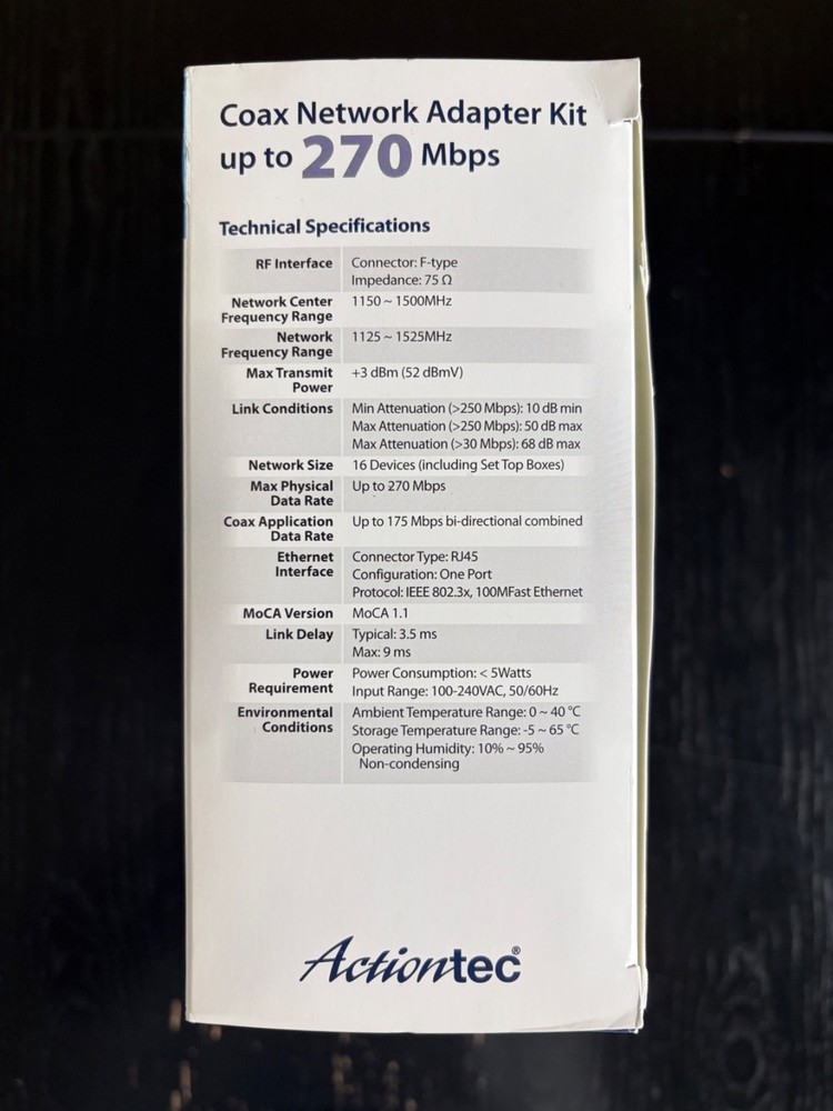 Actiontec ECB2500CK01 MoCA Network Adapter Kit 100mb