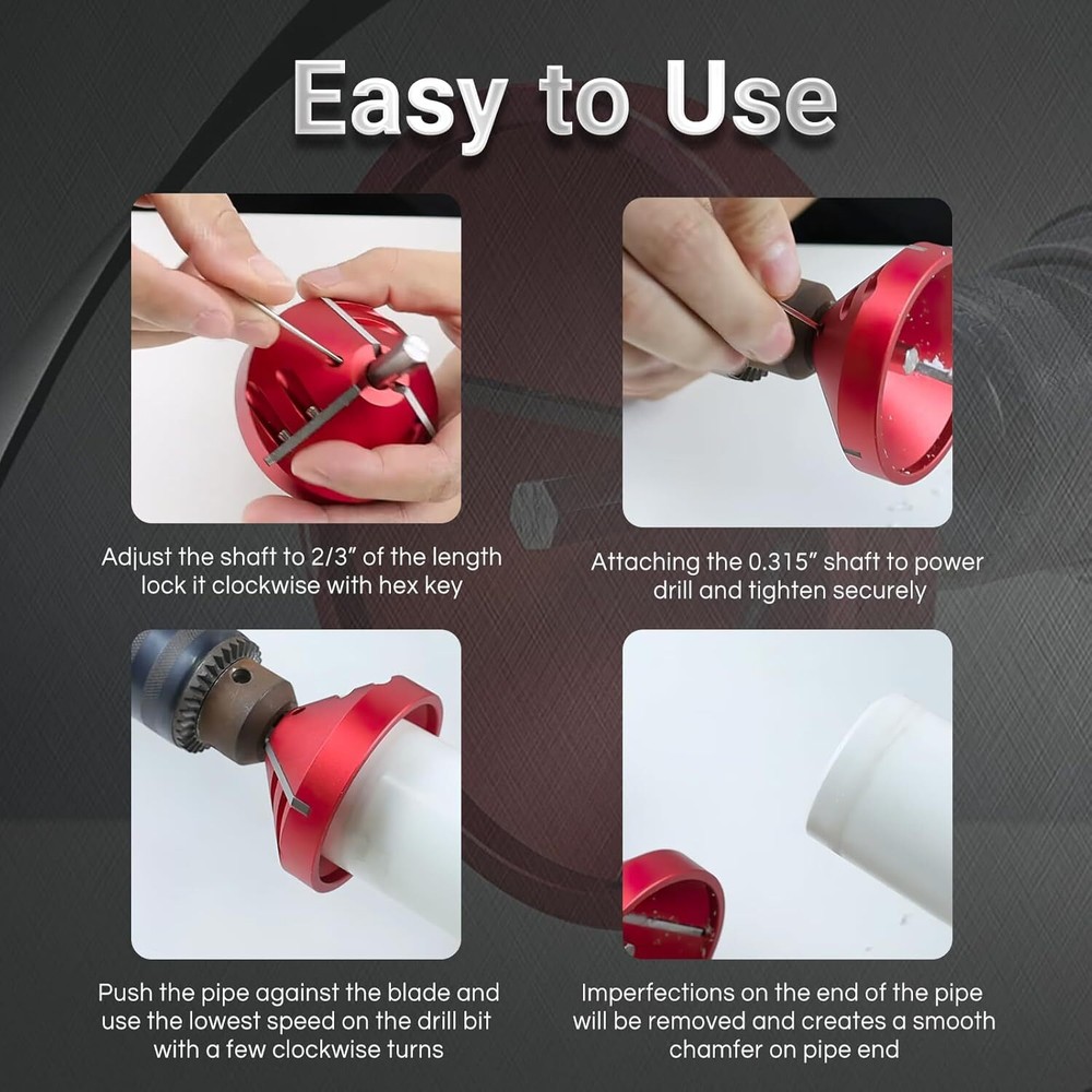 2 in 1 Inner-Outer PVC Chamfer Tool/Deburring Tool for PVC,CPVC,ABS,PP,PE Pipe