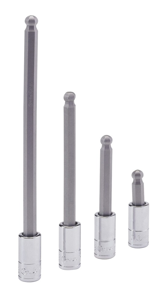 Genius Tools 1/4" Dr. 4mm Wobble Hex Bit Socket, 45mmL - 208+4134