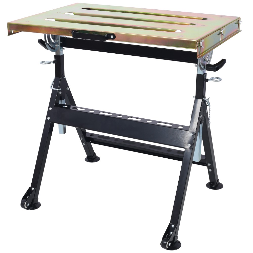 Adjustable Welding Table 30"x20", Folding, 400lb Capacity, Wheels