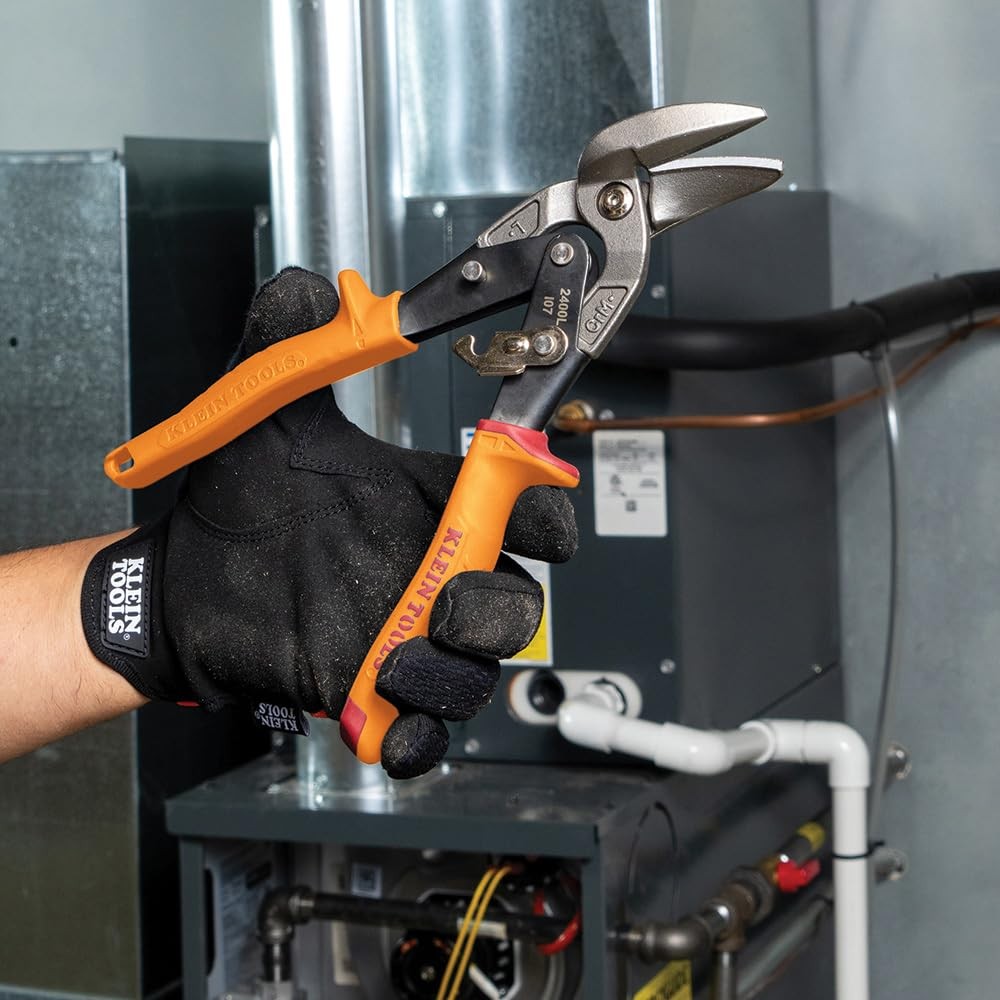 Klein Tools 2400L Left-Cutting Offset Snips Aviation Tin Snips Forged Blade