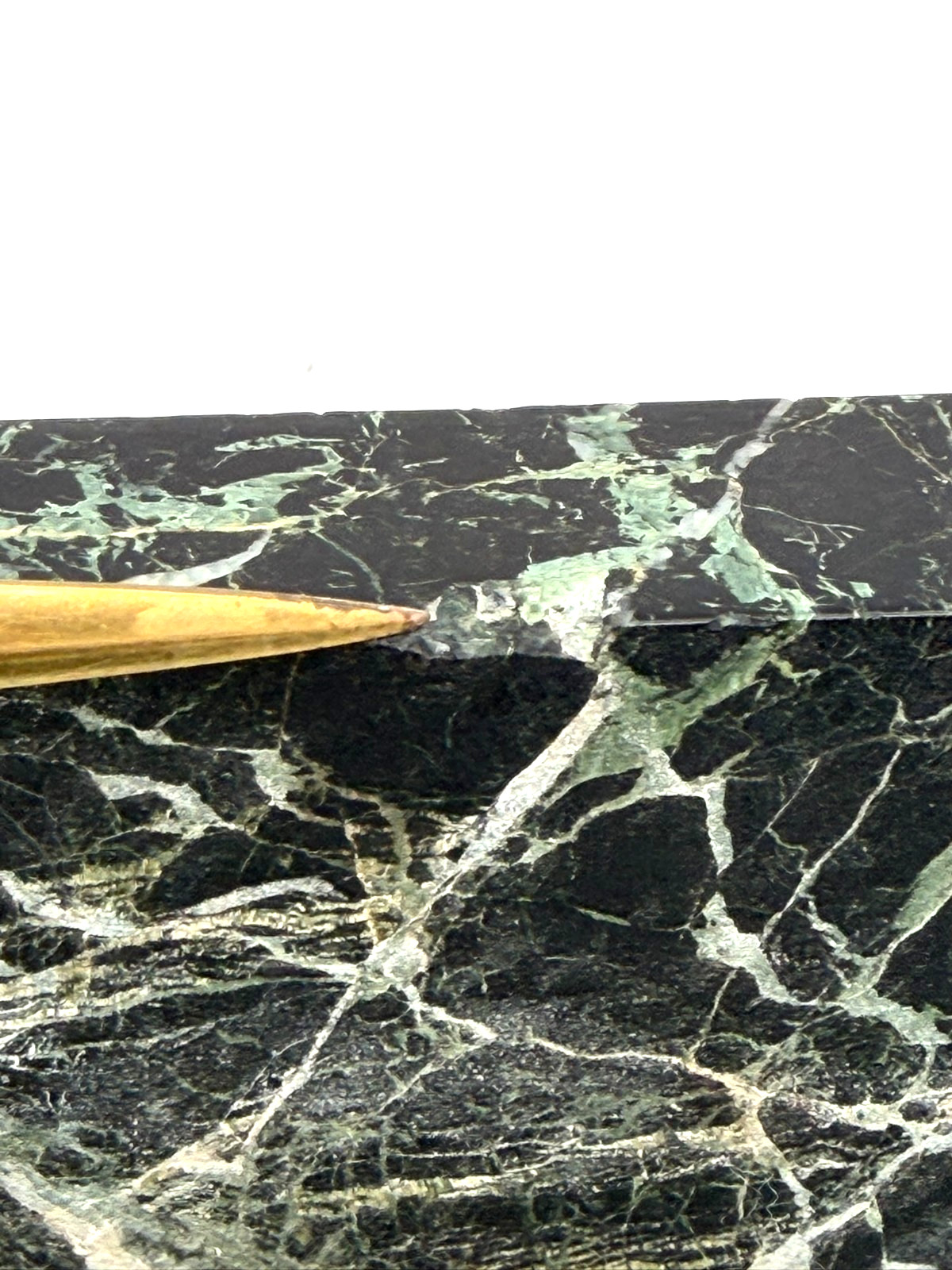 Antique Green Empire Marble and Bronze Inkwell