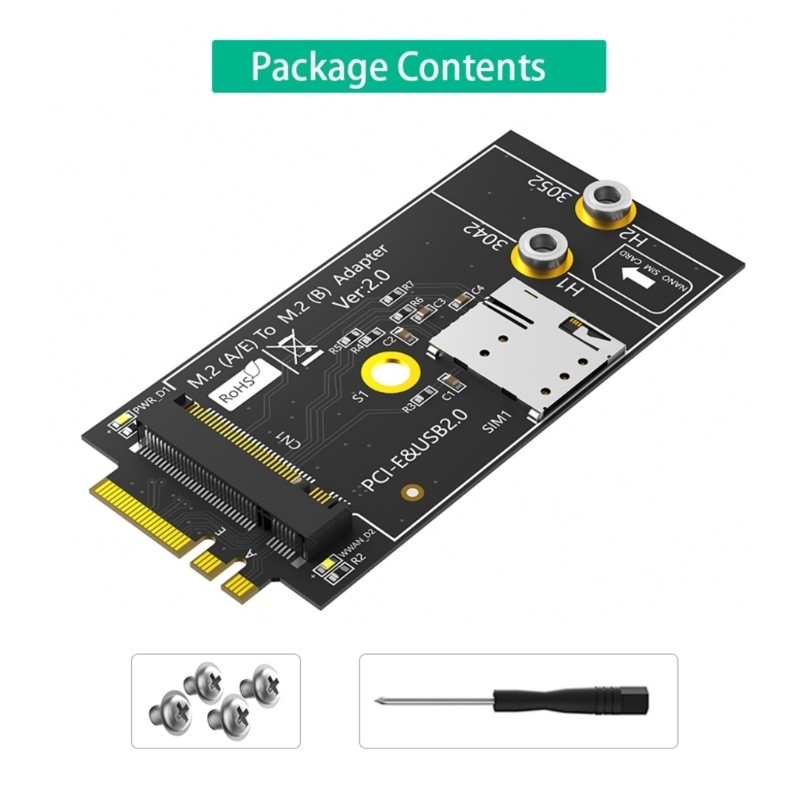 NGFF M.2 Key A+E Interfaces To Key B Wireless Adapter Card With Card Holder