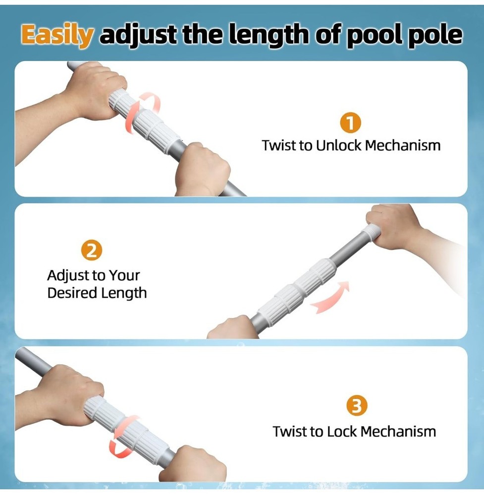 12 Foot Adjustable Telescopic Pool Pole