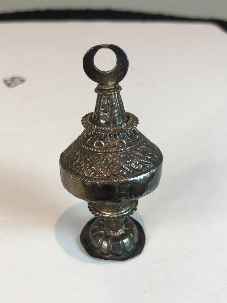 Old Unusual Silver Chased Perfume Bottle, Middle Eastern Antique?