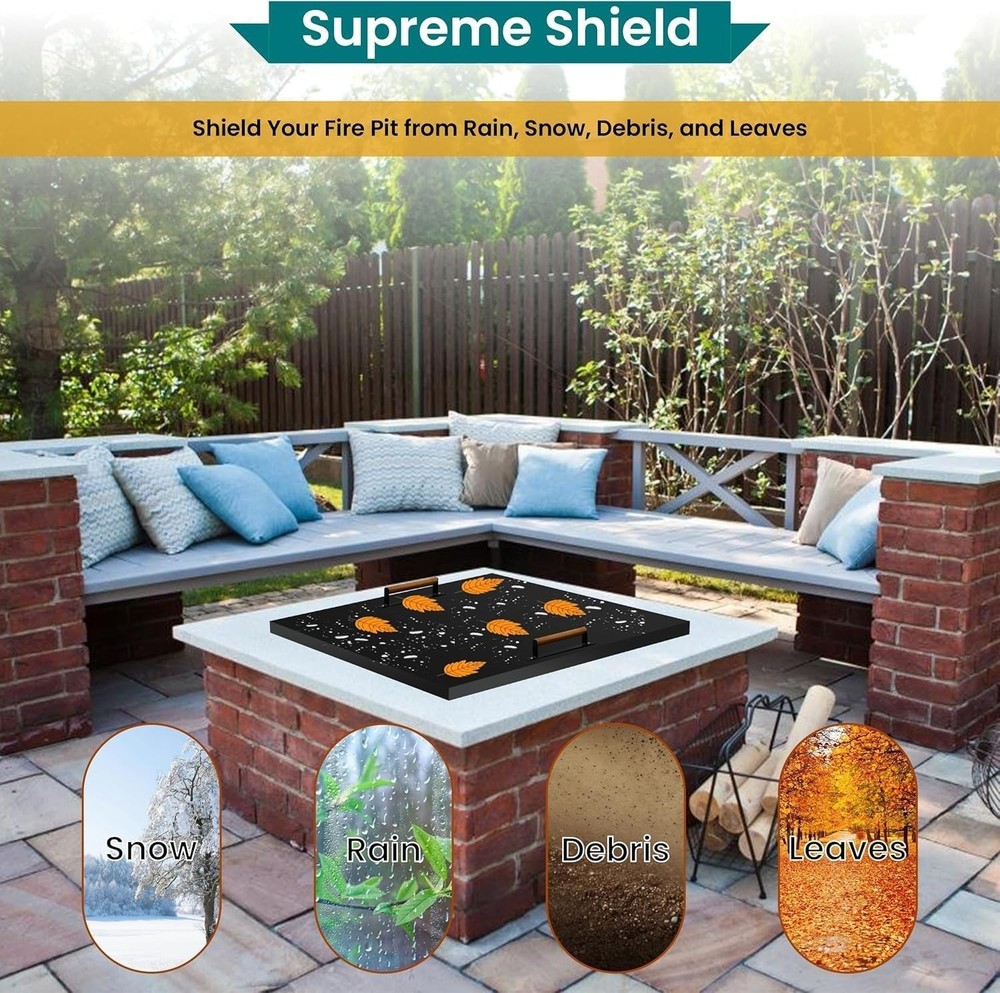 FEBTECH - Steel Fire Pit Lid - 42 x 42 Inch - Fire Pit Lid - 1.5 mm Thickness