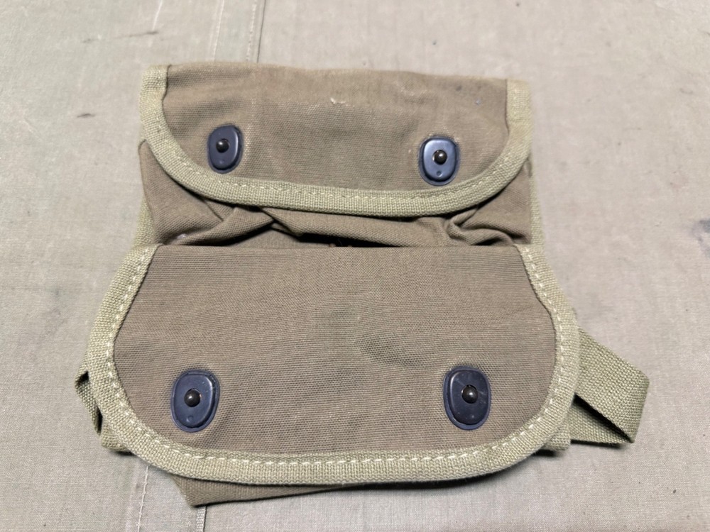 ORIGINAL WWII US ARMY INFANTRY M1942 2 CELL GRENADE CARRY POUCH-OD#3