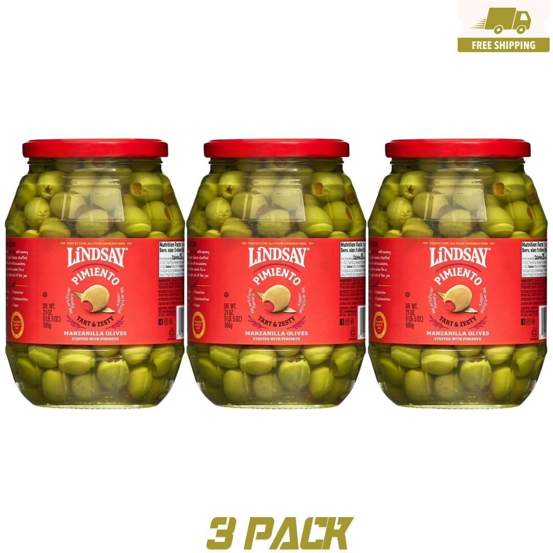 New Lindsay Pimiento Stuffed Manzanilla Olives ( 21 oz. 3 Pack)