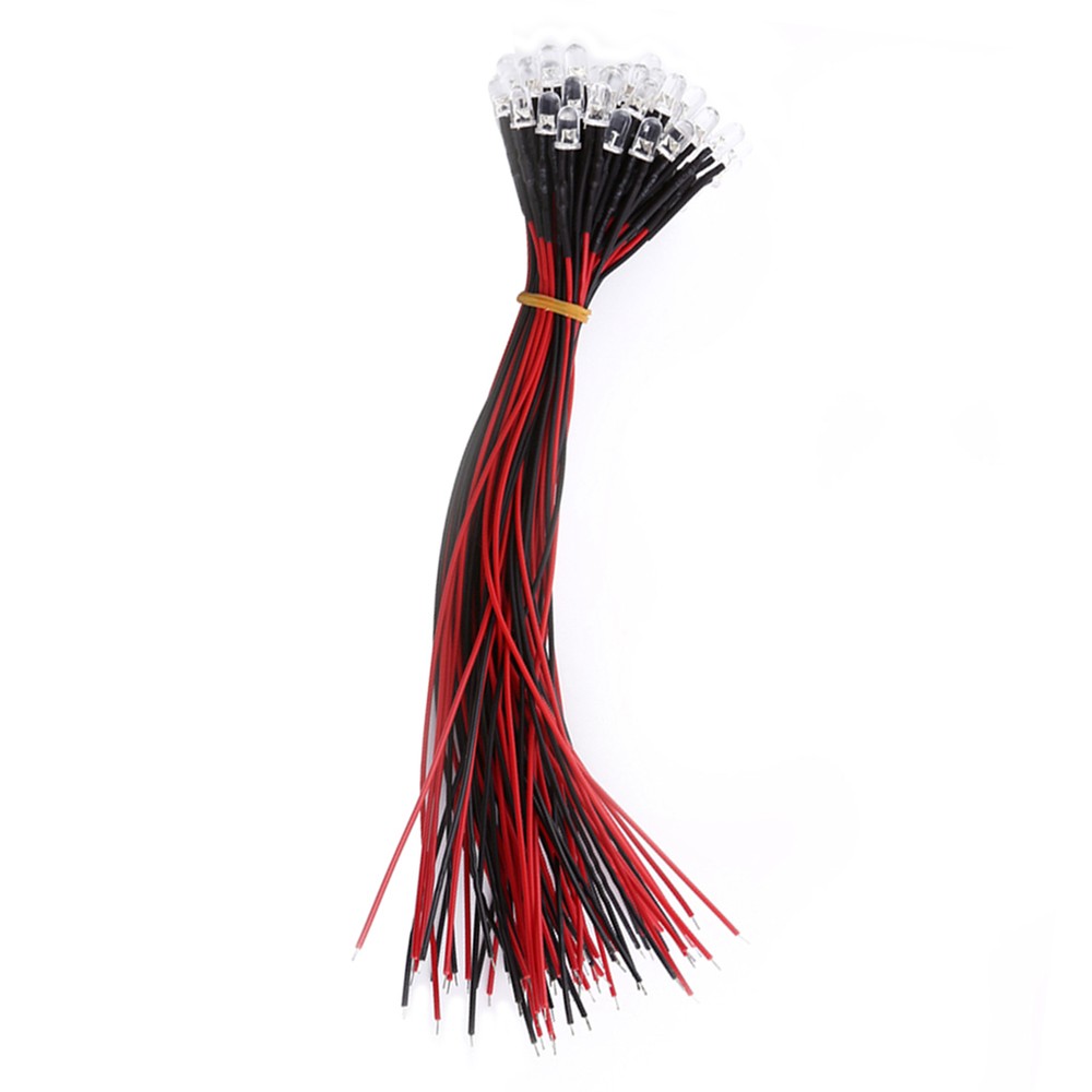 50pcs Pre Wired DC 9-12V 3 5 10mm Water LED Diodes White Red Blue Green Light
