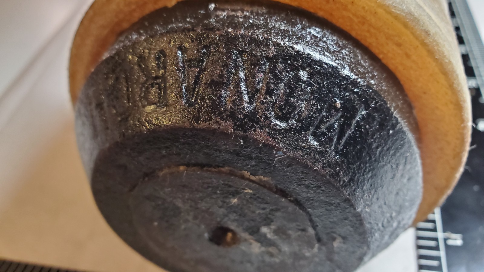 Hammer Maul 5 Lb Vintage Cast Iron Stacked Rawhide & Leather / Monarch Stamp