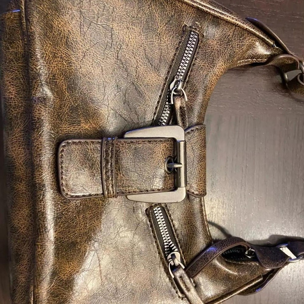 Brown leather shoulder bag