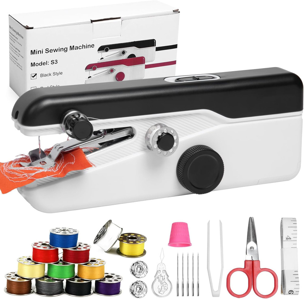 Handheld Sewing Machine Mini Portable Electric Stitcher Quick Repairs 2-Speed