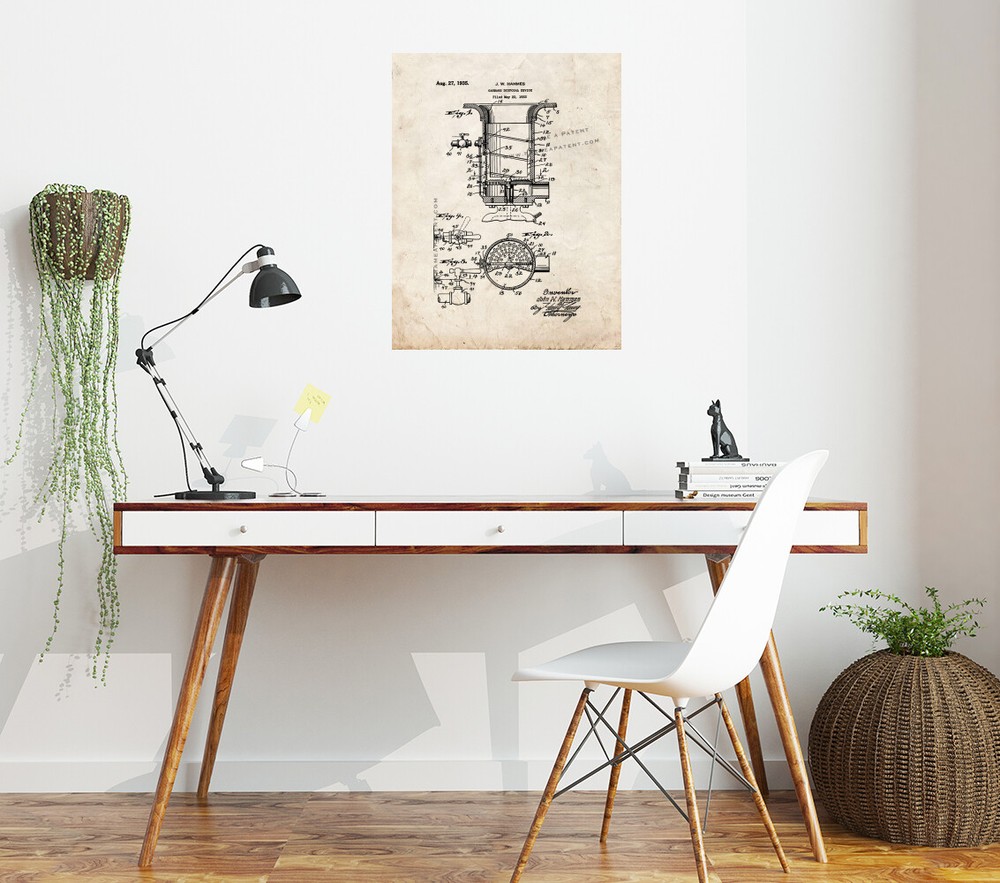 Garbage Disposal Device Patent Print Old Look