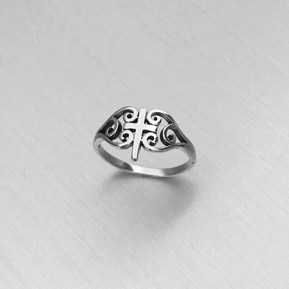 Sterling Silver Medieval Cross Ring, Silver Rings, Love Ring, Religious Ring