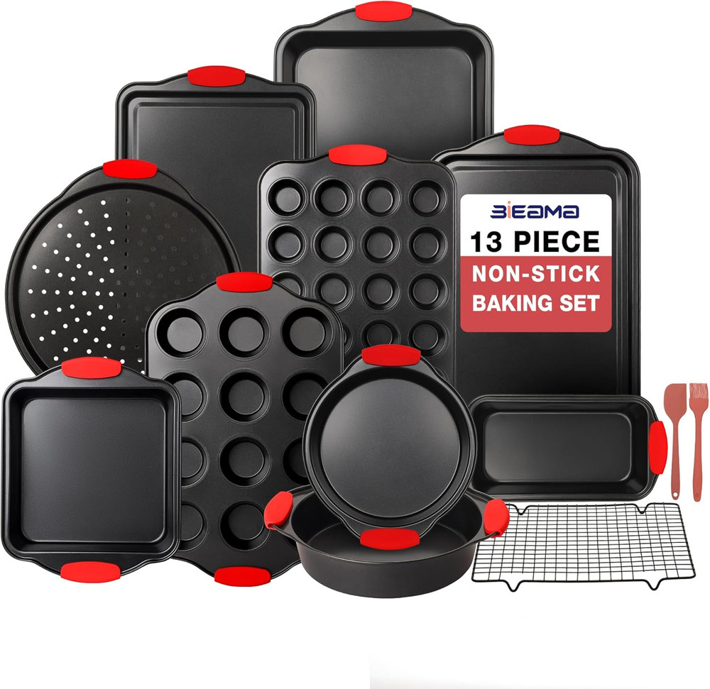 13-Piece Baking Pans Sets, Nonstick Bakeware Sets, Bpa-Free Carbon Steel Stackab